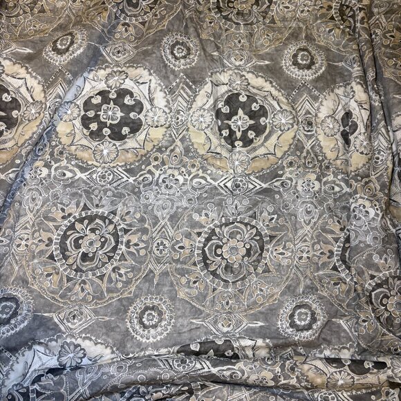 Pottery Barn Jacquelyn Medallion Organic Sateen King Duvet + 3 Euro Shams Gray - Picture 3 of 9